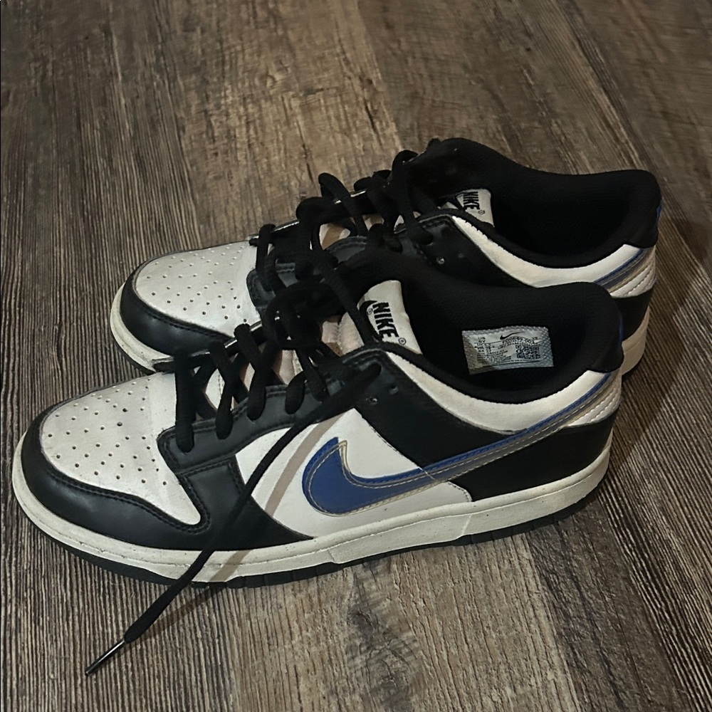6Y Nike Black and White Dunks with Blue Accent